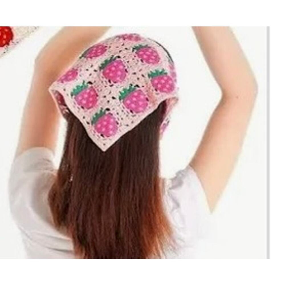Crochet Bundle of 3 Hair Wraps Bandana Strawberry Mushroom Daisy Boho Whimsical